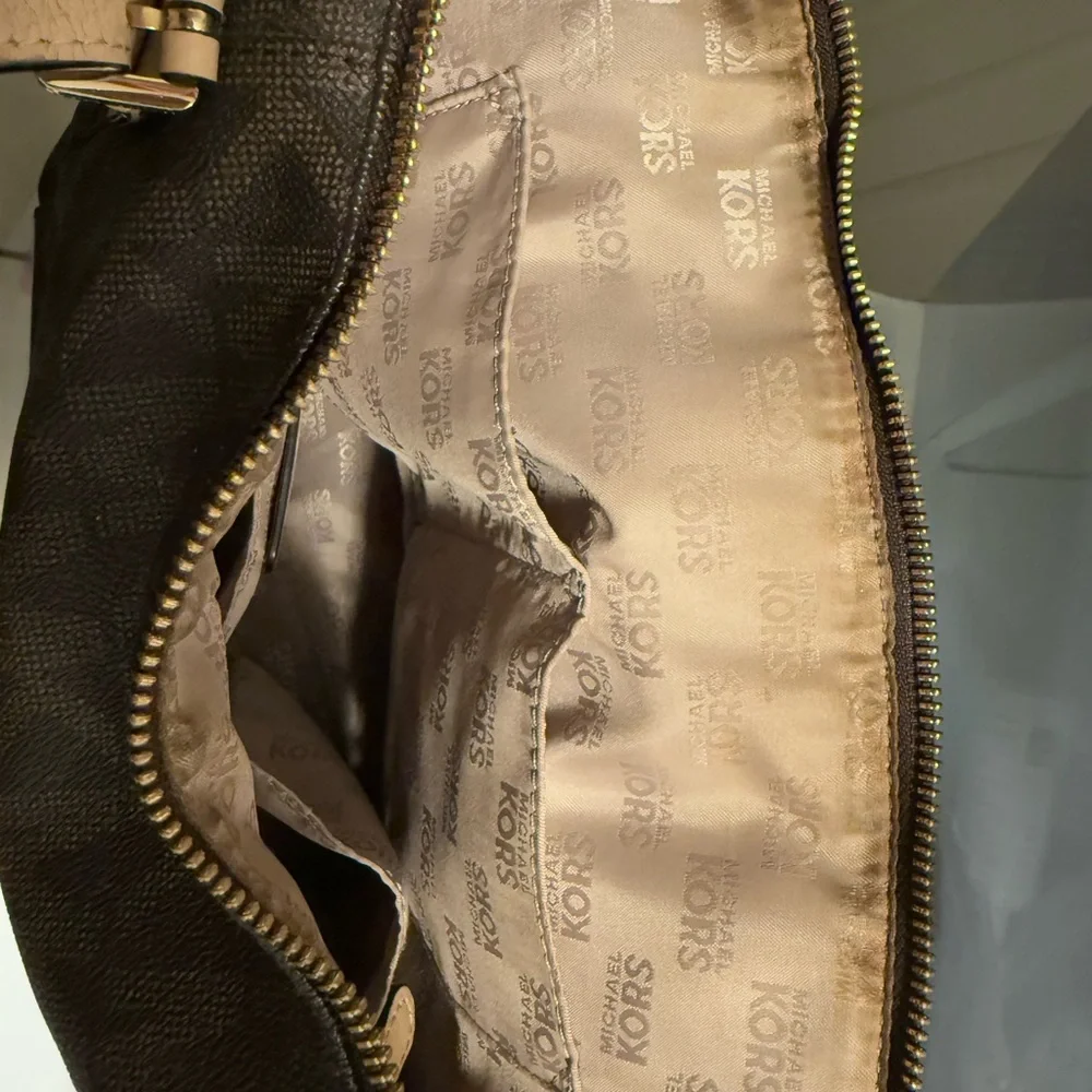 Michael Kors Brown Signature Tote with Leather Accents